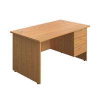 Panel Rectangular Desk + 3 Drawer Fixed Pedestal Bundle 1400X800 Nova Oak/Nova Oak