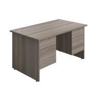 Panel Rectangular Desk + 2 X 2 Drawer Fixed Pedestal Bundle (FSC) 1400X800 Grey Oak/Grey Oak