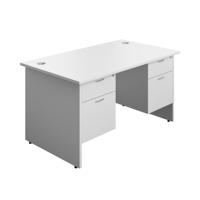Panel Rectangular Desk + 2 X 2 Drawer Fixed Pedestal Bundle 1400X800 White/White