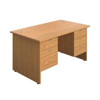 Panel Rectangular Desk + 2 & 3 Drawer Fixed Pedestal Bundle (FSC) 1400X800 Nova Oak/Nova Oak