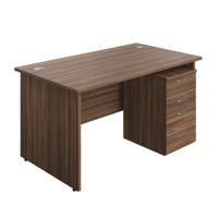 Panel Rectangular Desk + 3 Drawer High Mobile Pedestal Bundle 1400X800 Dark Walnut/Dark Walnut