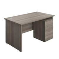 Panel Rectangular Desk + 3 Drawer High Mobile Pedestal Bundle (FSC) 1400X800 Grey Oak/Grey Oak