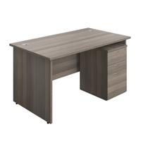 Panel Rectangular Desk + 3 Drawer High Mobile Pedestal Bundle 1400X800 Grey Oak/Grey Oak