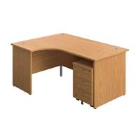Panel Left Hand Radial Desk + 3 Drawer Mobile Pedestal Bundle (FSC) 1600X1200 Nova Oak/Nova Oak