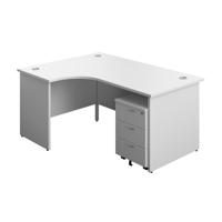 Panel Left Hand Radial Desk + 3 Drawer Mobile Pedestal Bundle (FSC) 1600X1200 White/White