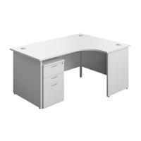 Panel Right Hand Radial Desk + 3 Drawer High Mobile Pedestal Bundle (FSC) 1600X1200 White/White