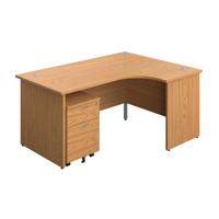 Panel Right Hand Radial Desk + 2 Drawer Mobile Pedestal Bundle (FSC) 1600X1200 Nova Oak/Nova Oak