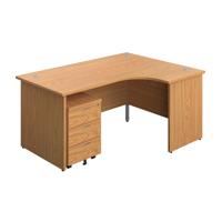Panel Right Hand Radial Desk + 3 Drawer Mobile Pedestal Bundle (FSC) 1600X1200 Nova Oak/Nova Oak