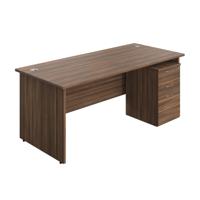 Panel Rectangular Desk + 3 Drawer Under Desk Pedestal Bundle (FSC) 1800X800 Dark Walnut/Dark Walnut