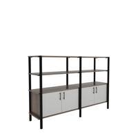 Pose Wooden Storage 1800W X 460D X 1200H Grey Oak/Black