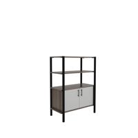 Pose Wooden Storage 900W X 460D X 1200H Grey Oak/Black