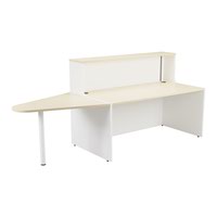 Reception Unit 1400 With Extension - White Sides With Maple Top