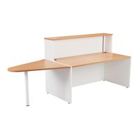 Reception Unit 1600 With Extension - White Sides With Beech Top Version 2