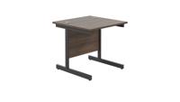 Single Upright Rectangular Desk: 800mm Deep (FSC) 800 X 800 Dark Walnut/Black