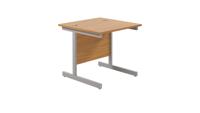 Single Upright Rectangular Desk: 800mm Deep (FSC) 800 X 800 Nova Oak/Silver