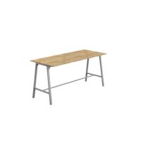 Titan High Maker Rectangular Table  1200 X 1000 Silver/Natural Nebraska Oak