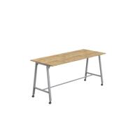 Titan Mobile High Maker Rectangular Table  1200 X 1000 Silver/Natural Nebraska Oak