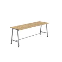 Titan Mobile High Maker Rectangular Table  1500 X 1000 Silver/Natural Nebraska Oak