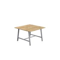 Titan Low Maker Rectangular Table  1200 X 1000 Silver/Natural Nebraska Oak