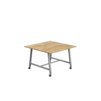 Titan Mobile Low Maker Rectangular Table  1200 X 1000 Silver/Natural Nebraska Oak