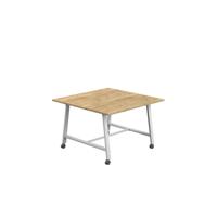 Titan Mobile Low Maker Rectangular Table  1200 X 1000 White/Natural Nebraska Oak
