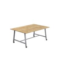 Titan Mobile Low Maker Rectangular Table  1800 X 1000 Silver/Natural Nebraska Oak