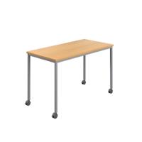 Titan Mobile Rectangular Table  1200 X 600 Silver/Ellmau Beech