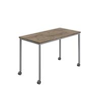 Titan Mobile Rectangular Table  1200 X 600 Silver/Grey Nebraska Oak