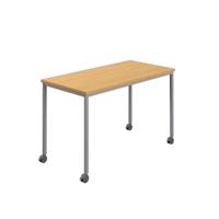 Titan Mobile Rectangular Table  1200 X 600 Silver/Sorano Oak