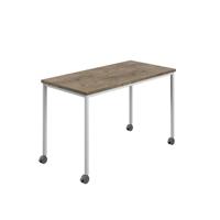 Titan Mobile Rectangular Table  1200 X 600 White/Grey Nebraska Oak