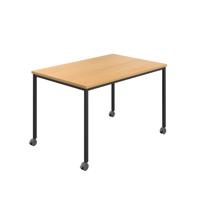 Titan Mobile Rectangular Table  1400 X 600 Black/Ellmau Beech