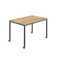 Titan Mobile Rectangular Table  1400 X 600 Black/Natural Nebraska Oak