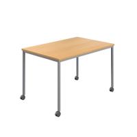 Titan Mobile Rectangular Table  1400 X 600 Silver/Ellmau Beech