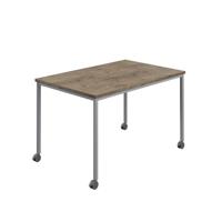 Titan Mobile Rectangular Table  1400 X 600 Silver/Grey Nebraska Oak