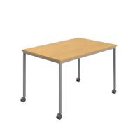 Titan Mobile Rectangular Table  1400 X 600 Silver/Sorano Oak