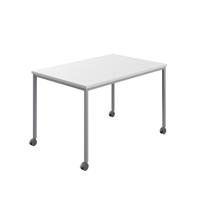 Titan Mobile Rectangular Table  1400 X 600 Silver/White