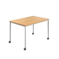 Titan Mobile Rectangular Table  1400 X 600 White/Ellmau Beech