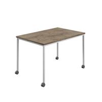 Titan Mobile Rectangular Table  1400 X 600 White/Grey Nebraska Oak
