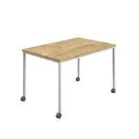 Titan Mobile Rectangular Table  1400 X 600 White/Natural Nebraska Oak