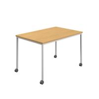 Titan Mobile Rectangular Table  1400 X 600 White/Sorano Oak