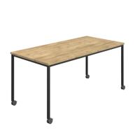 Titan Mobile Rectangular Table  1400 X 800 Black/Natural Nebraska Oak