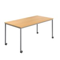 Titan Mobile Rectangular Table  1400 X 800 Silver/Ellmau Beech