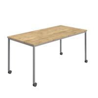 Titan Mobile Rectangular Table  1400 X 800 Silver/Natural Nebraska Oak