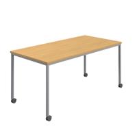 Titan Mobile Rectangular Table  1400 X 800 Silver/Sorano Oak