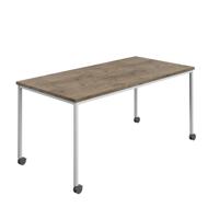 Titan Mobile Rectangular Table  1400 X 800 White/Grey Nebraska Oak
