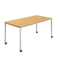 Titan Mobile Rectangular Table  1400 X 800 White/Sorano Oak