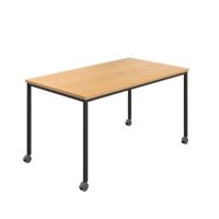 Titan Mobile Rectangular Table  1600 X 600 Black/Ellmau Beech
