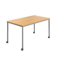 Titan Mobile Rectangular Table  1600 X 600 Silver/Ellmau Beech