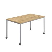 Titan Mobile Rectangular Table  1600 X 600 Silver/Natural Nebraska Oak