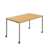 Titan Mobile Rectangular Table  1600 X 600 Silver/Sorano Oak